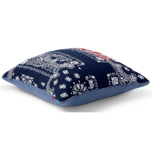 LEVIS Patchwork Bandana Print Throw Pillow Red Blu - Picture 2 of 4